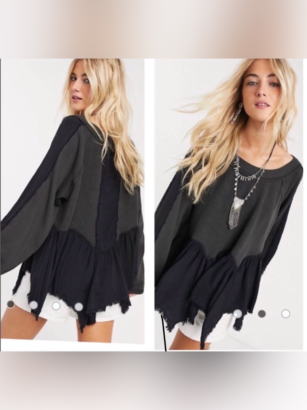 Free People Gold Duster Pullover Oversized Slouchy,Asymmetrical hem Sz Med